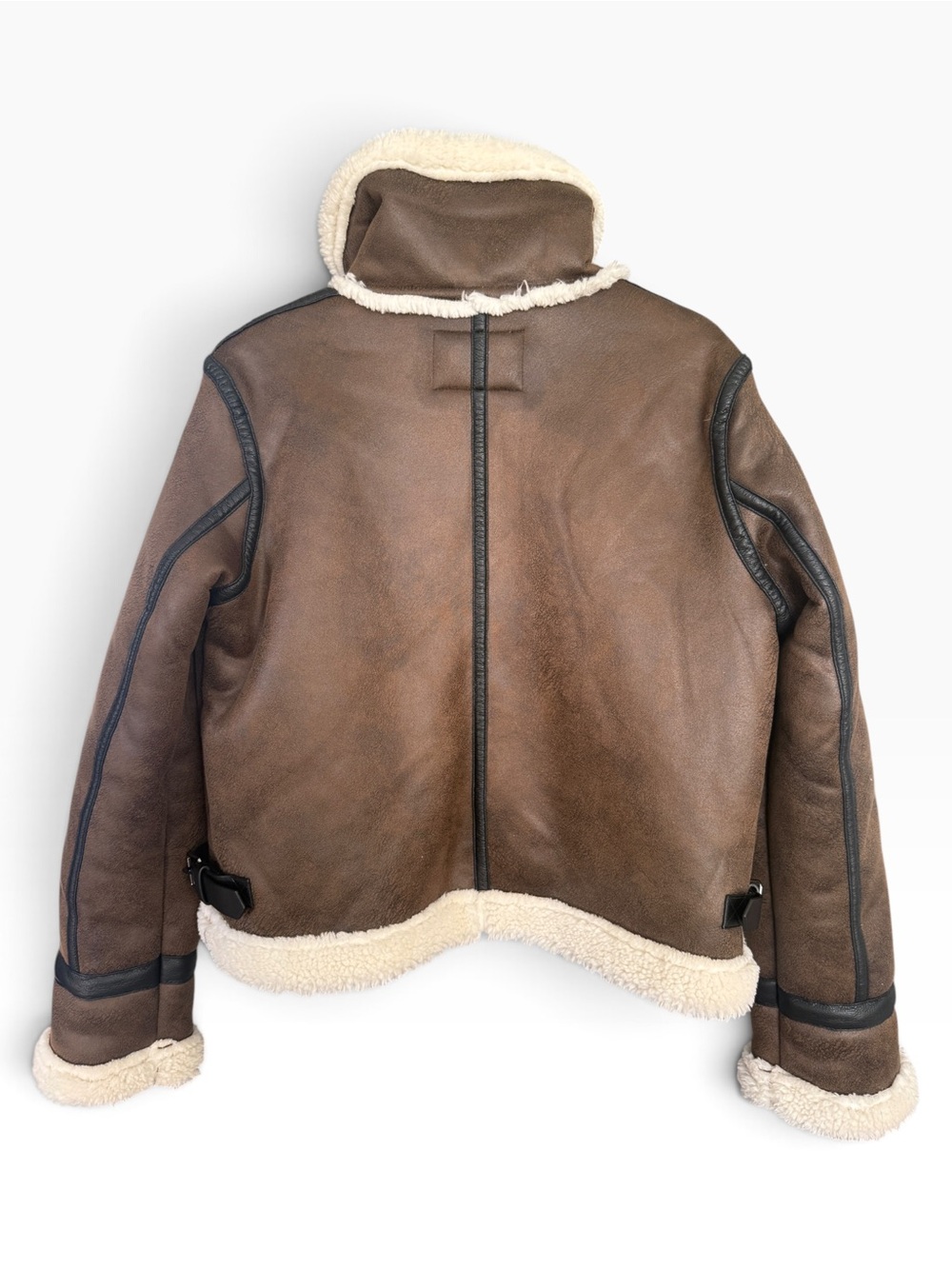 NWOT Madden Girl Brown Faux-Shearling Aviator Jacket - Picture 4 of 7